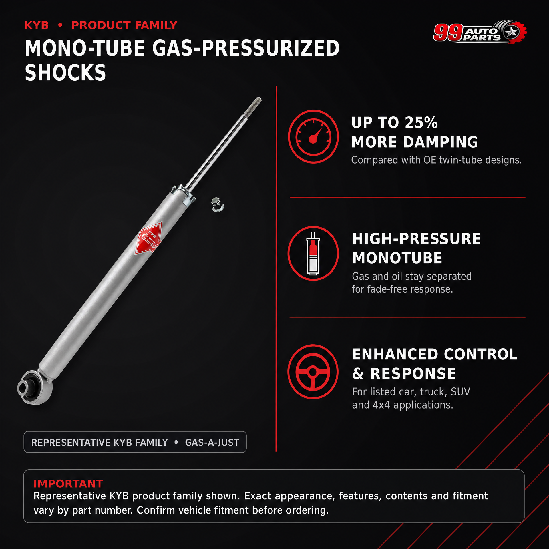 KYB KG54342 Rear Mono-Tube Gas Pressurized