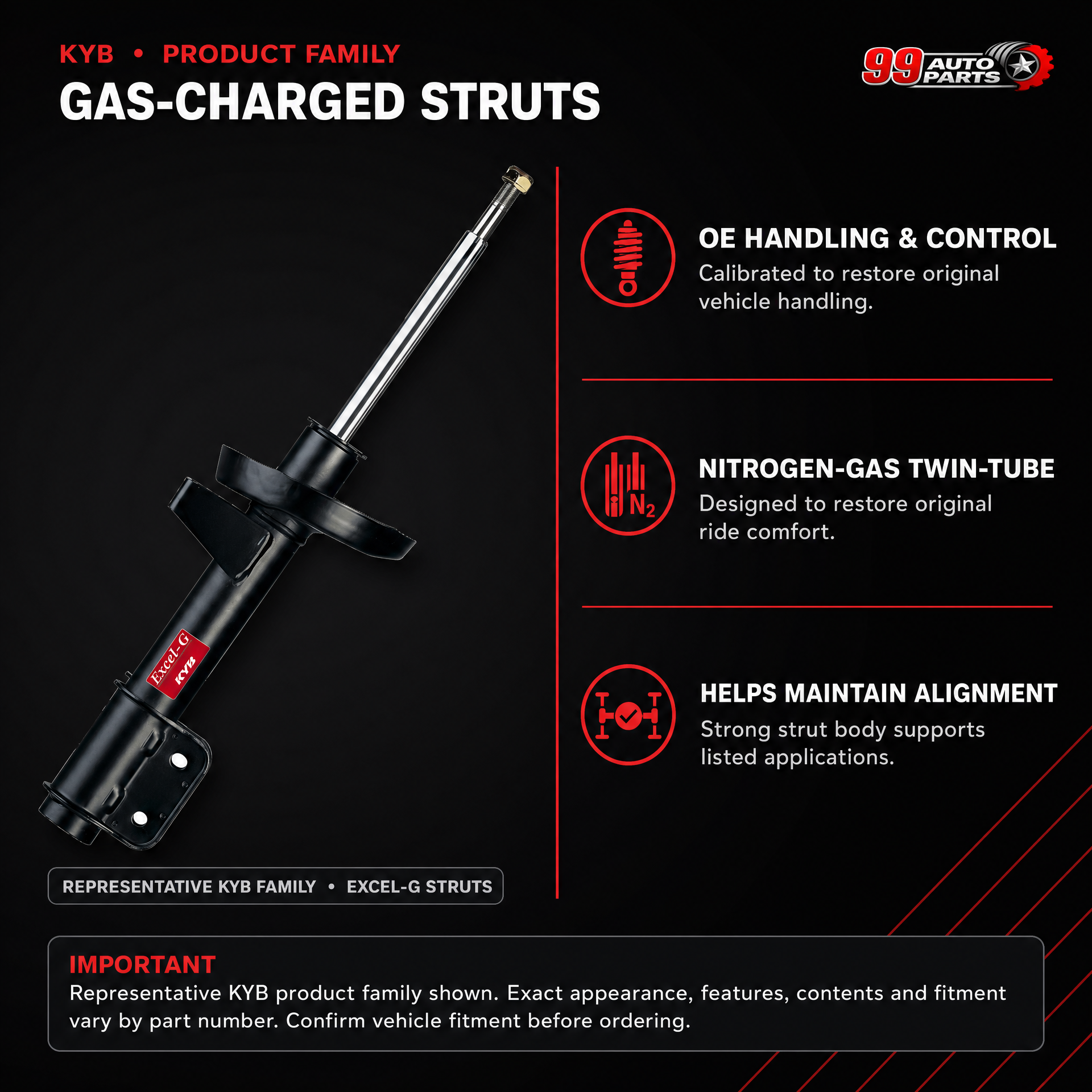 KYB 235039 Front Right Gas Charged Strut - Fits 1991–1997 Toyota Previa VAN
