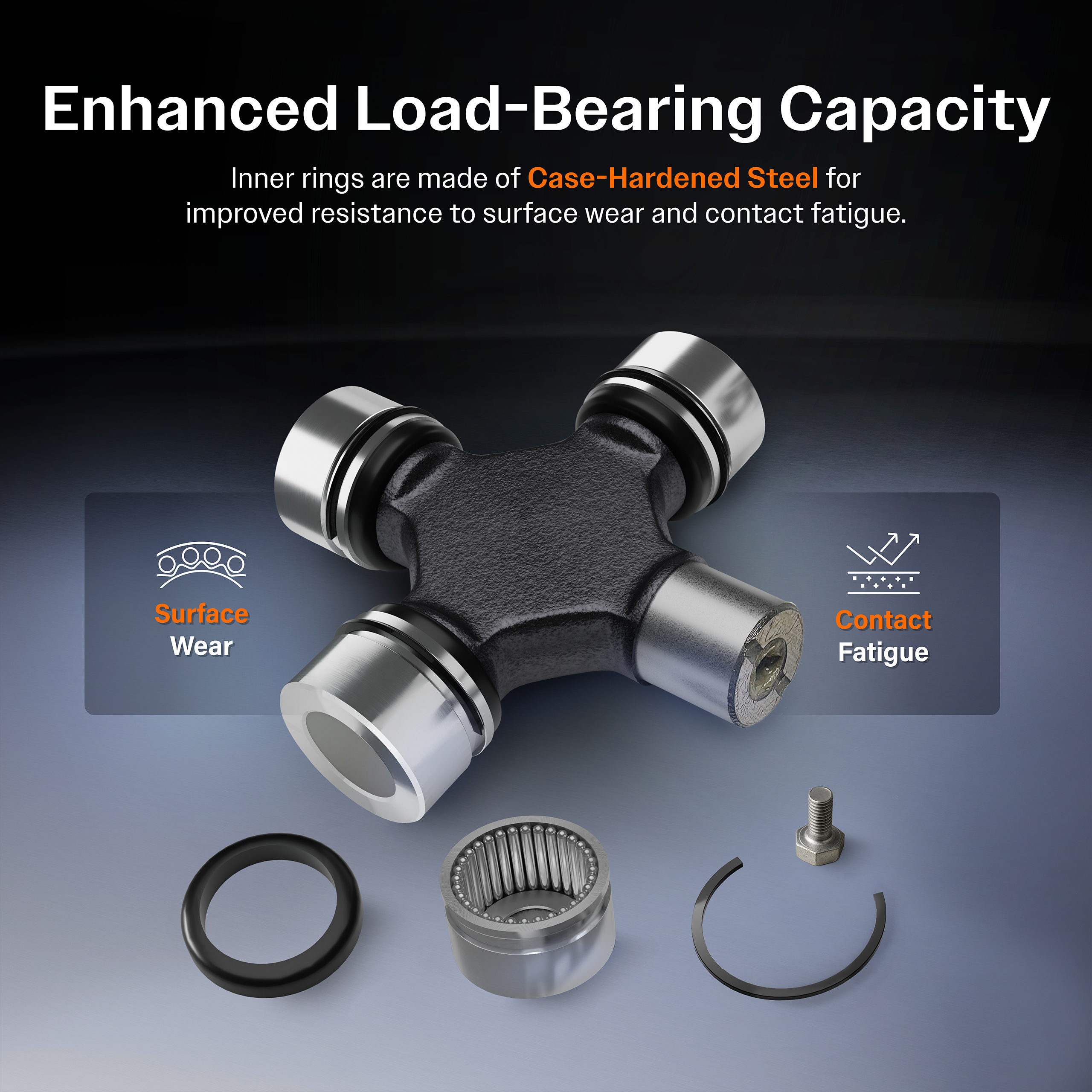 Kugel - 69-338 - 4 Inside Snap Ring (ISR) Style | Cap Diameter (in) 0.938 / 0.938 | Over Caps Length (in) 1.500 / 1.5