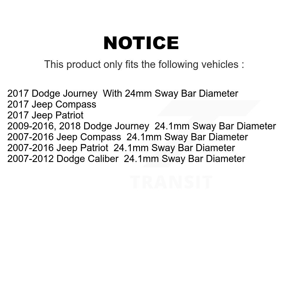 Top Quality - 72-K200216 - Suspension Stabilizer Bar Bushing Kit