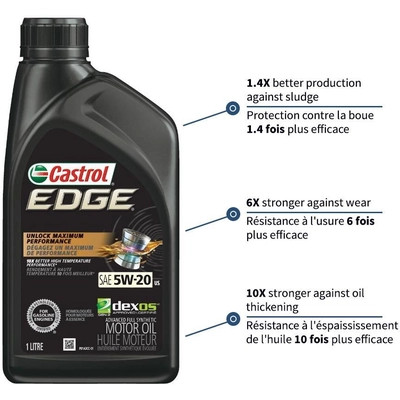 Castrol - 02009-38 - CASTROL Synthetic Engine Oil Edge FTT 5W20 , 1L (Pack of 6) - 0200938