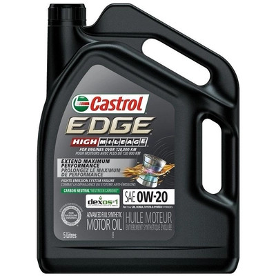 CASTROL - 020373A - Synthetic Engine Oil Edge High Mileage 0W20 , 5L (Pack of 3)