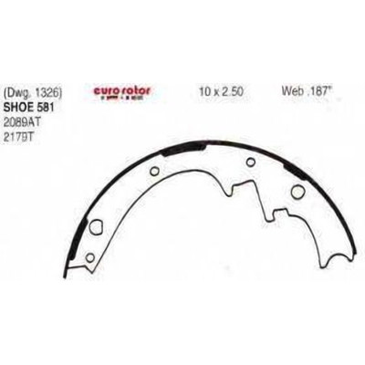 Rear New Brake Shoes by EUROROTOR - 581
