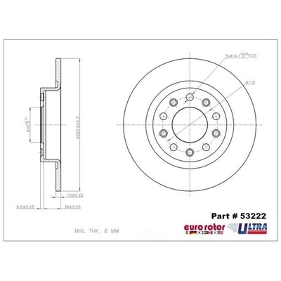 EUROROTOR - 53222 - Rear Premium Rotor by EUROROTOR - 53222