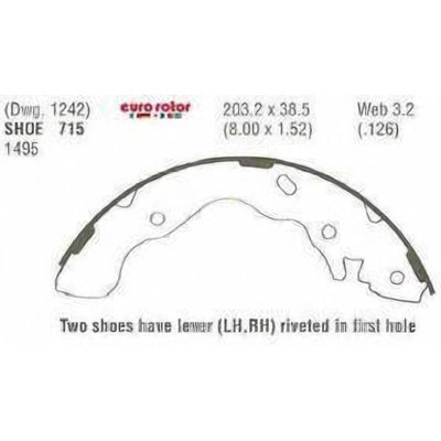EUROROTOR - 715 - Rear New Brake Shoes
