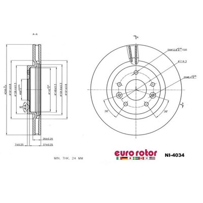 EUROROTOR - NI4034 - Front Disc Brake Rotor by EUROROTOR - NI4034