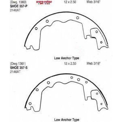 EUROROTOR - 357R - Rear New Brake Shoes by EUROROTOR - 357R