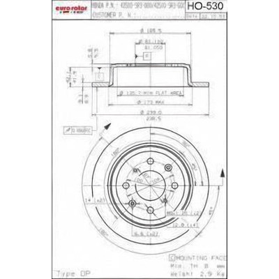 EUROROTOR - HO530 - Rear Disc Brake Rotor by EUROROTOR - HO530