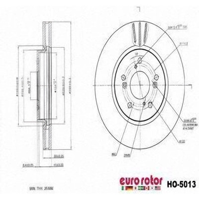 EUROROTOR - HO5013 - Front Disc Brake Rotor by EUROROTOR - HO5013