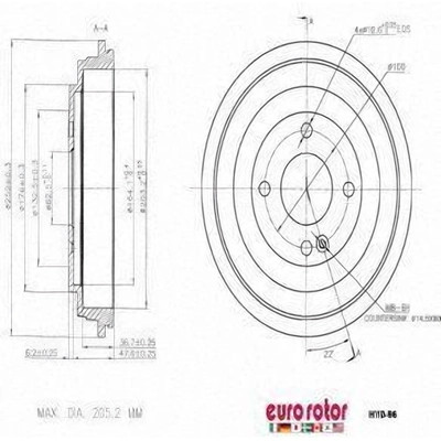 Rear Brake Drum by EUROROTOR - HYD96