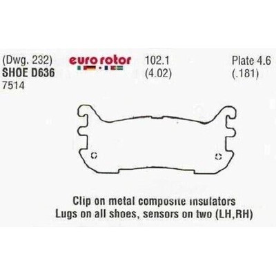 EUROROTOR - F1D636 - Rear Semi Metallic Pads by EUROROTOR - F1D636