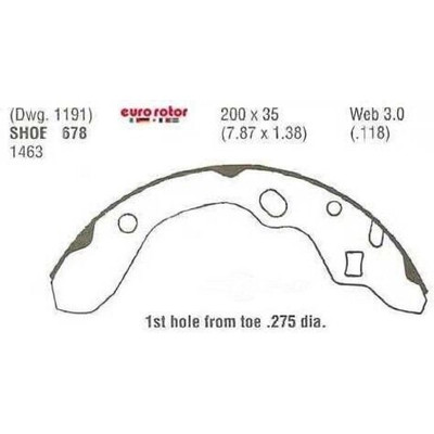 EUROROTOR - 678 - Rear New Brake Shoes by EUROROTOR - 678