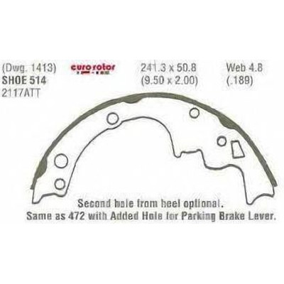Rear New Brake Shoes by EUROROTOR - 514R