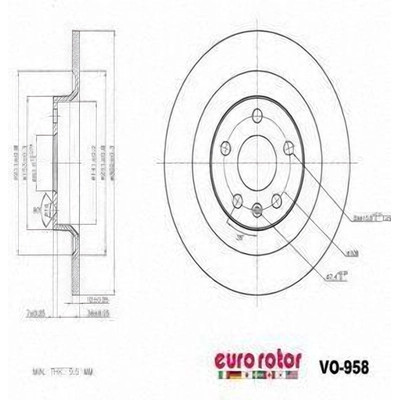 Rear Disc Brake Rotor by EUROROTOR - VO958