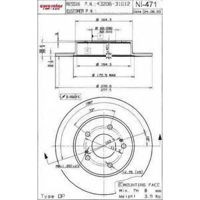 Rear Premium Rotor by EUROROTOR - NI471