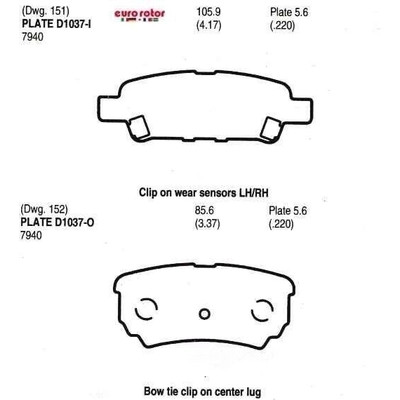 EUROROTOR - ID1037H - Rear Ceramic Pads by EUROROTOR - ID1037H