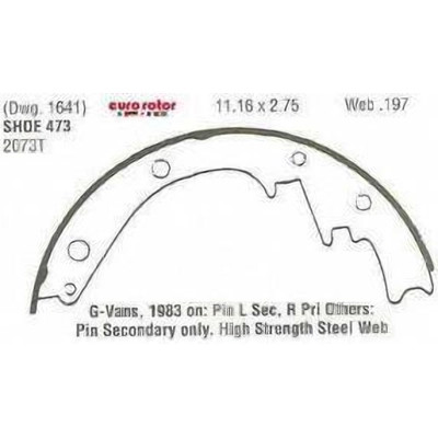 EUROROTOR - 473 - Rear New Brake Shoes by EUROROTOR - 473