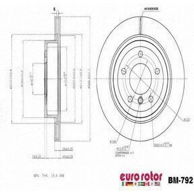 EUROROTOR - BM792 - Rear Disc Brake Rotor by EUROROTOR - BM792