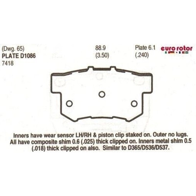 EUROROTOR - F1D1086H - EUROROTOR - F1D1086H - Rear Semi Metallic Pads