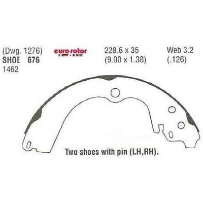 EUROROTOR - 676 - Rear New Brake Shoes by EUROROTOR - 676
