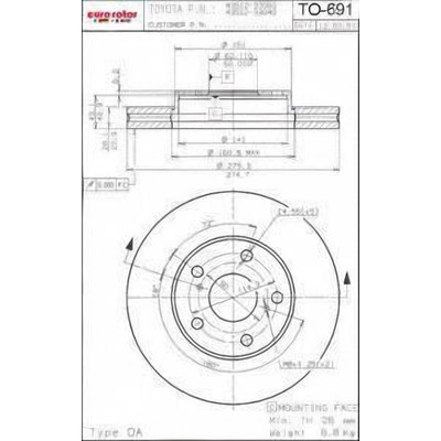 EUROROTOR - TO691 - EUROROTOR - TO691 - Front Premium Rotor