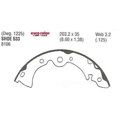 EUROROTOR - 533 - Rear New Brake Shoes by EUROROTOR - 533