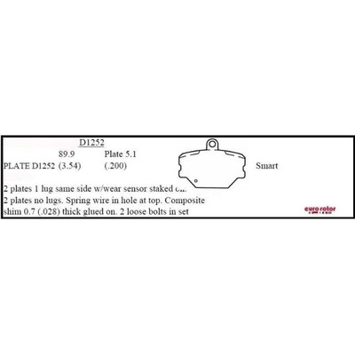EUROROTOR - F1D1252H - EUROROTOR - F1D1252H - Front Semi Metallic Pads