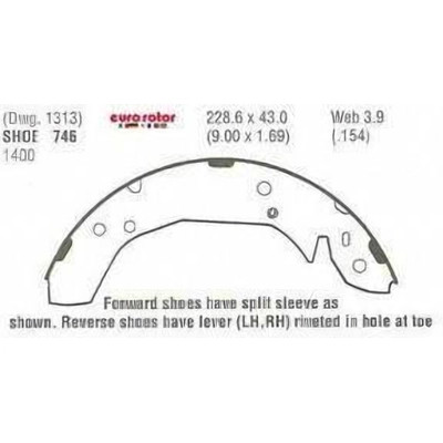 EUROROTOR - 746 - Rear New Brake Shoes by EUROROTOR - 746