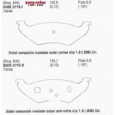 Rear Semi Metallic Pads by EUROROTOR - F1D715