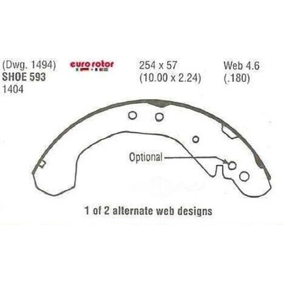 EUROROTOR - 593 - Rear New Brake Shoes by EUROROTOR - 593
