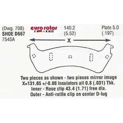 EUROROTOR - F1D667A-H - Rear Semi Metallic Pads by EUROROTOR - F1D667A-H