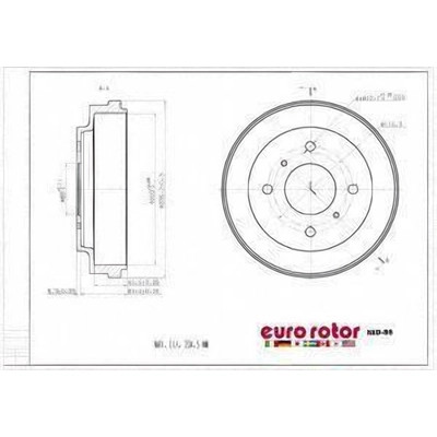Rear Brake Drum by EUROROTOR - NID86