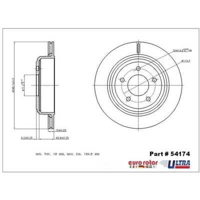 EUROROTOR - 54174 - Rear Premium Rotor by EUROROTOR - 54174