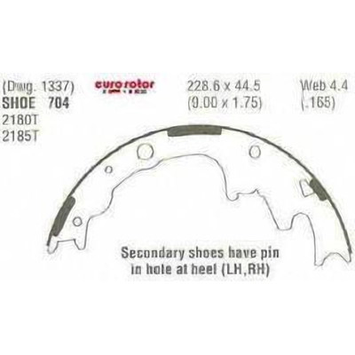 EUROROTOR - 704 - Rear New Brake Shoes by EUROROTOR - 704