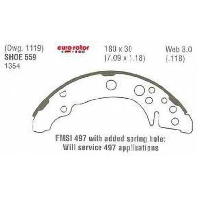 Rear New Brake Shoes by EUROROTOR - 559