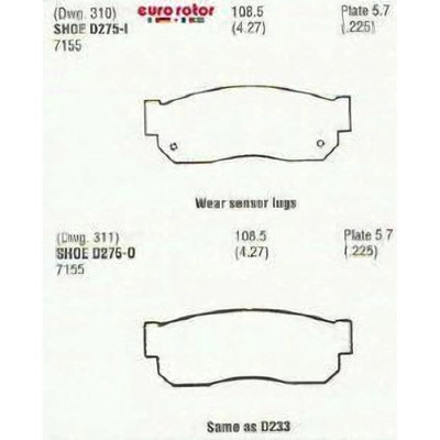 Front Semi Metallic Pads by EUROROTOR - F1D275