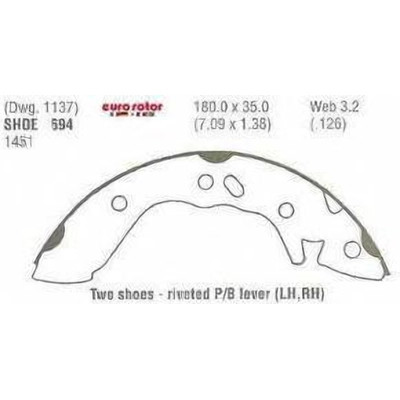 Rear New Brake Shoes by EUROROTOR - 694