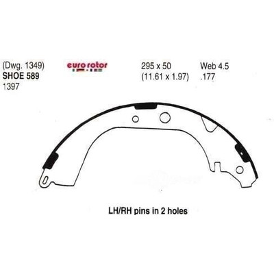 EUROROTOR - 589 - Rear New Brake Shoes by EUROROTOR - 589