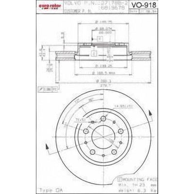 Front Premium Rotor by EUROROTOR - VO918