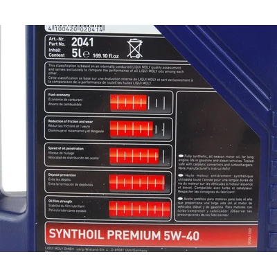 LIQUI MOLY - 20410 - LIQUI MOLY 2041 - 5L Synthoil Premium Motor Oil