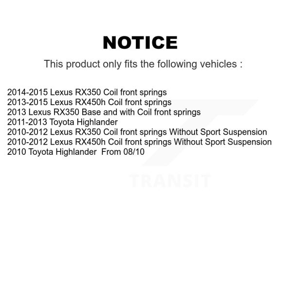 [Front Right] Suspension Strut 78-72765 For Lexus RX350 Toyota Highlander RX450h - Image 2
