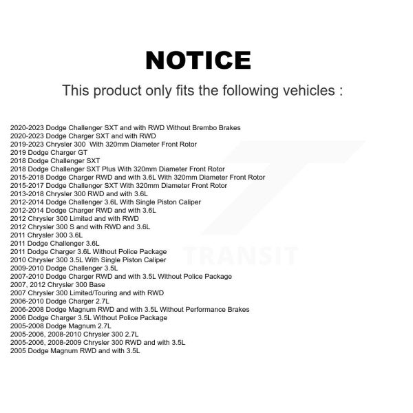 [Front] Disc Brake Rotor 8-780255 For Dodge Chrysler 300 Charger Challenger - Image 2