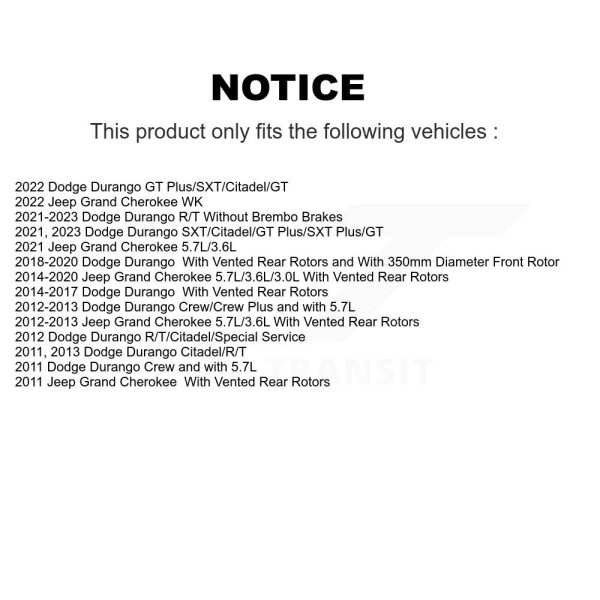 [Rear] Disc Brake Rotor 8-780869 For Jeep Grand Cherokee Dodge Durango WK - Image 2