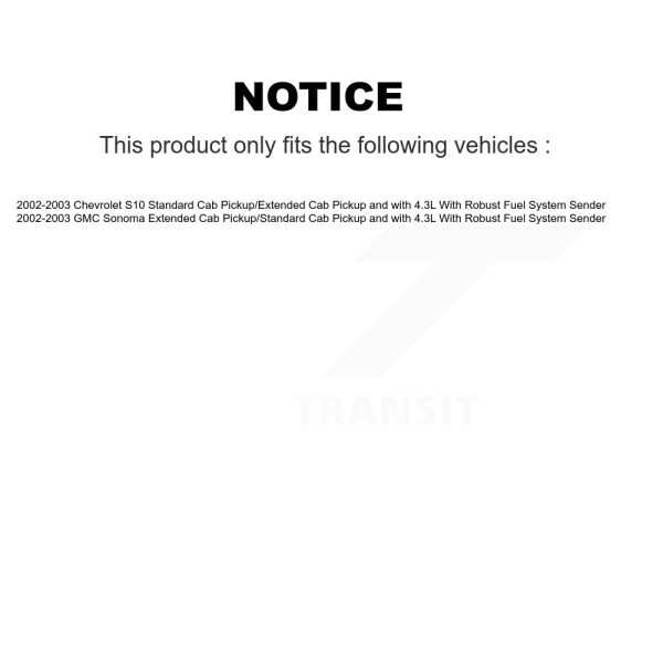 Fuel Pump Module Assembly AGY-00310233 For 2002-2003 Chevrolet S10 GMC Sonoma - Image 2