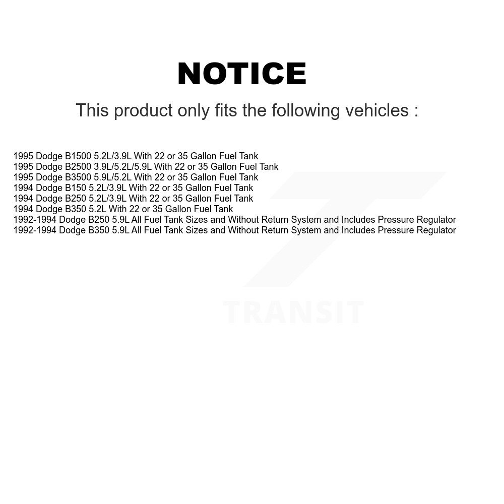 Fuel Pump Module Assembly AGY-00310356 For Dodge B350 B3500 B250 B2500 B150 - Image 2