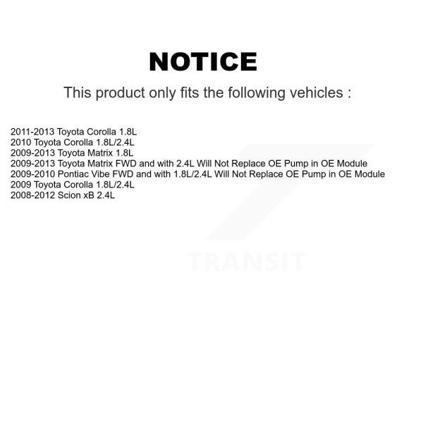 Electric Fuel Pump AGY-4020340 For Toyota Corolla Matrix Pontiac Vibe Scion - Image 2