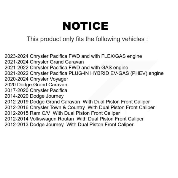 [Front] Disc Brake Rotor GCR-780964 For Dodge Grand Caravan Journey Chrysler & - Image 2