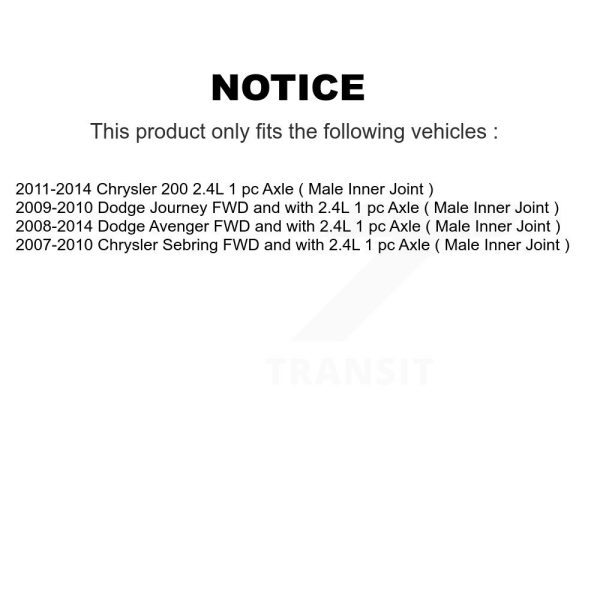 [Front Right] CV Axle Shaft NCV-CH12018 For Dodge Chrysler Journey 200 Avenger - Image 2