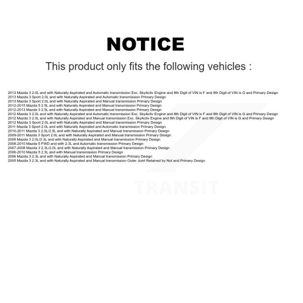 [Front Left] CV Axle Shaft NCV-MZ47555 For Mazda 3 5 Sport - Image 2