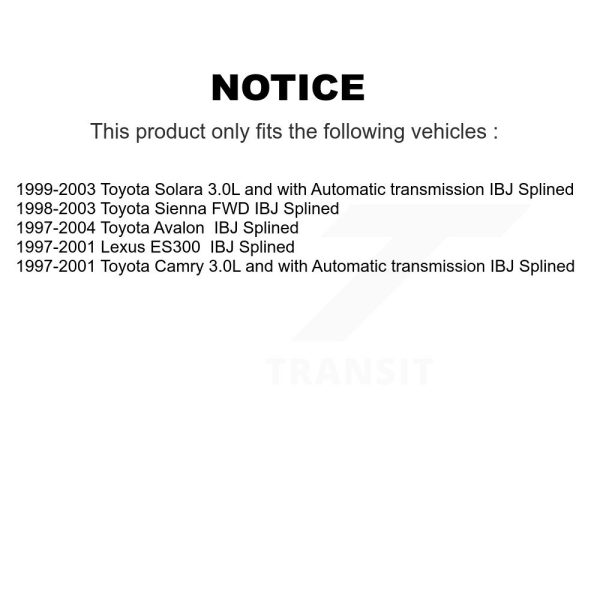 [Front Right] CV Axle Shaft NCV-TO69544 For Toyota Camry Sienna Solara Avalon - Image 2